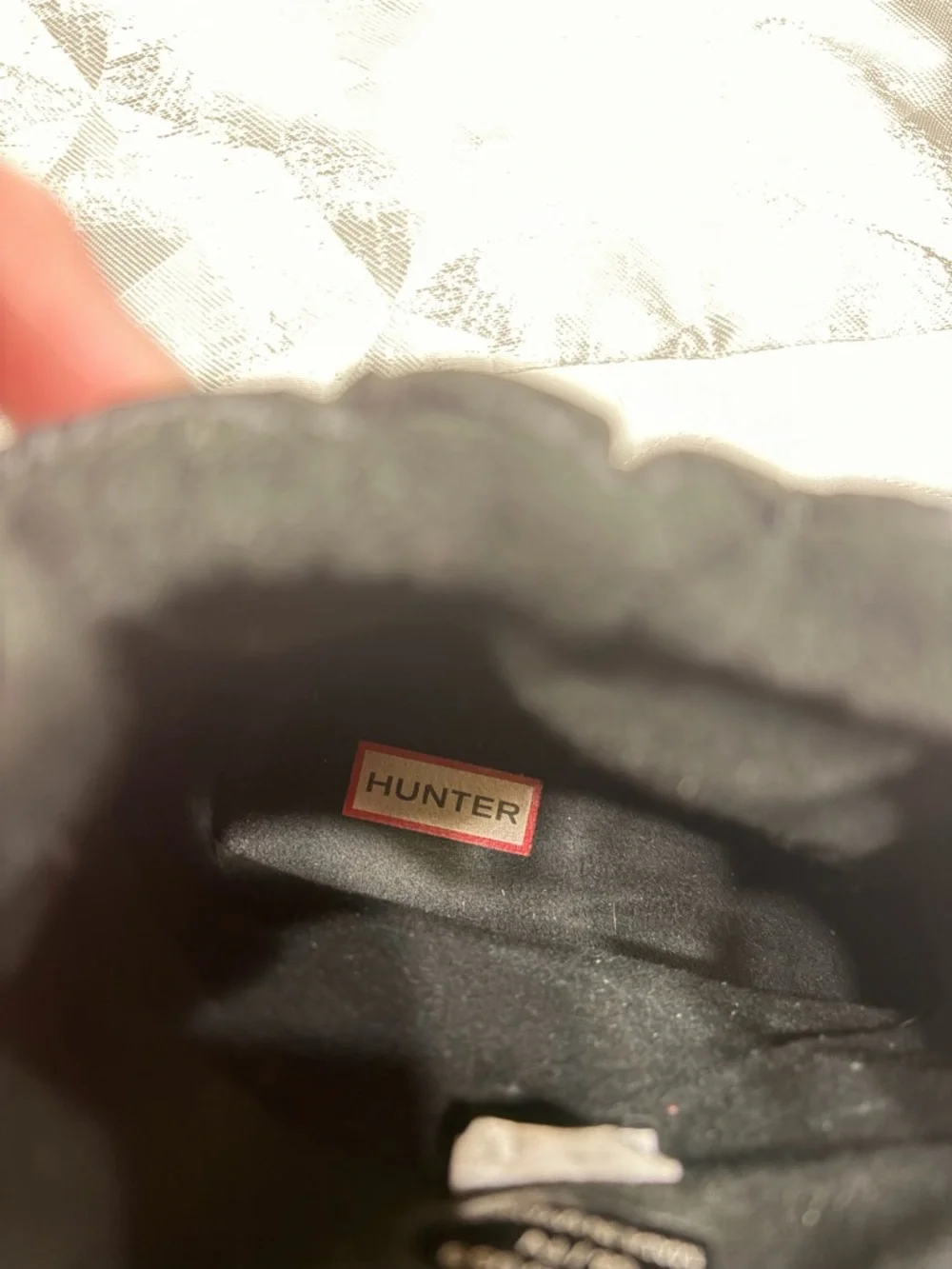 Hunter Black Winter Boots with Red Logo Trim